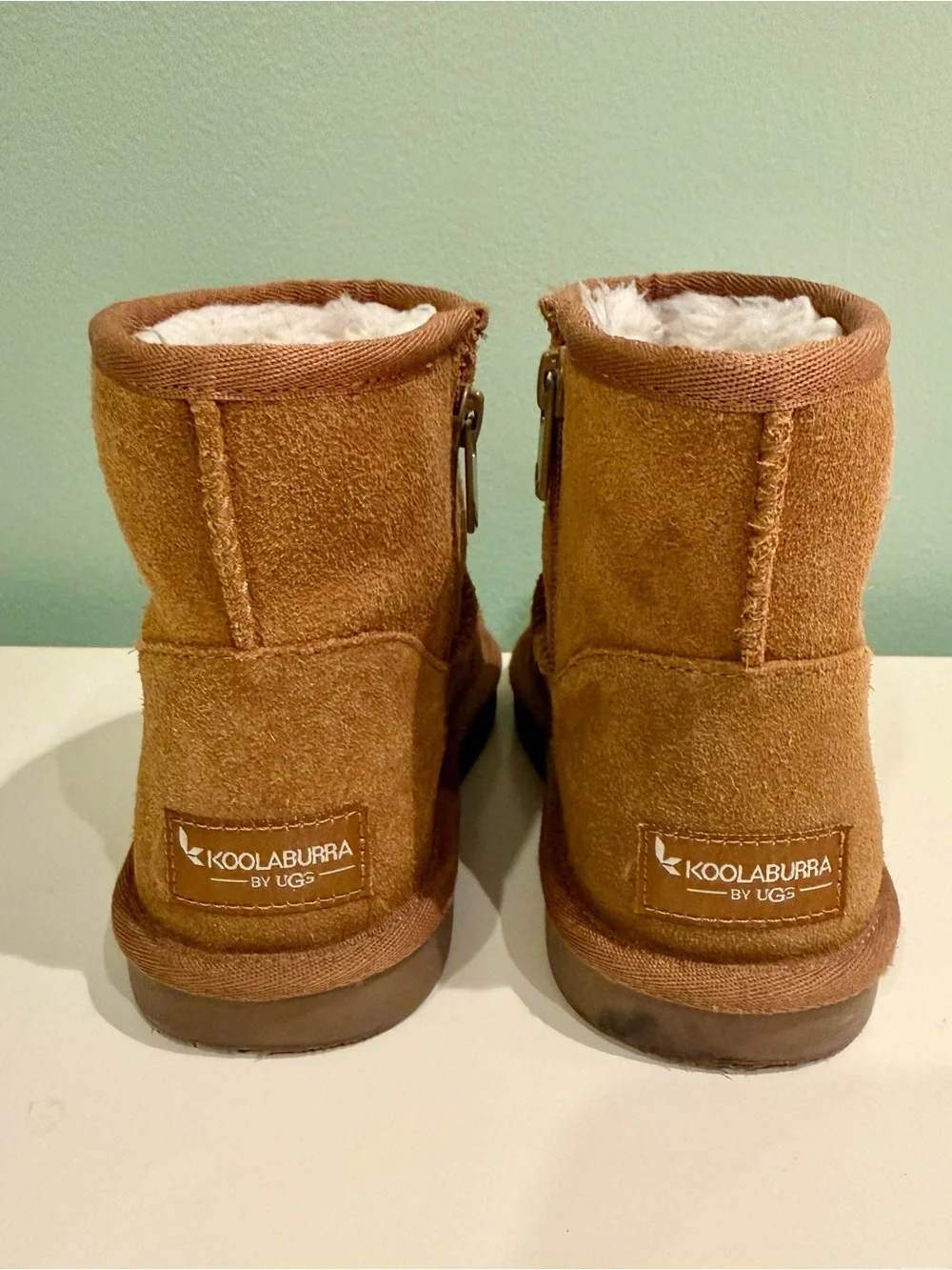 Koolaburra Kids Tan Suede Zip Ankle Boots